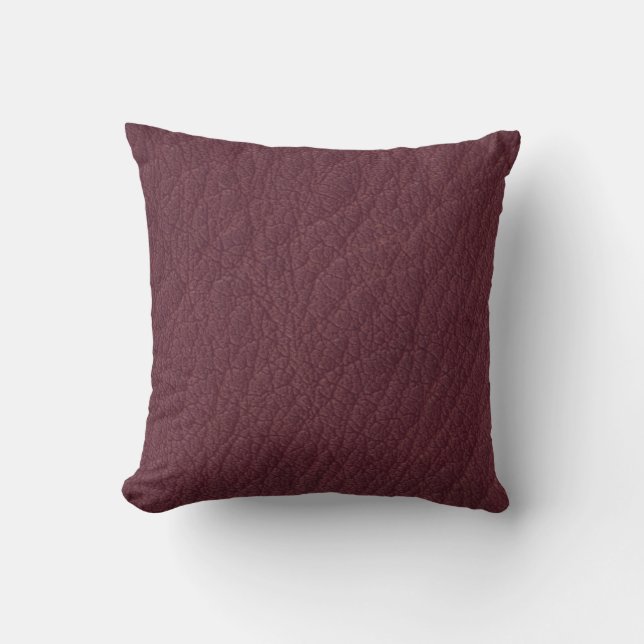 Burgundy Red Leather Print Cushion Struktur Mönste Kudde (Framsida)