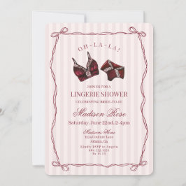 Burgundy Red Lingerie Shower Bridal Lace Inbjudningar