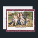 Burgundy Red Löv Mönster Simple God jul Julkort<br><div class="desc">Burgundy Red Löv Mönster Simple God jul Helgdag Photo Card. Bild och namn kan bytas ut mot detta enkla och elegant julfotkort.</div>