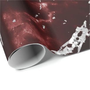 Burgundy Red Marble Silver Grått Stroke Stone Presentpapper