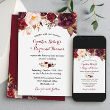 Burgundy Red Marsala Blommigt Chic Fall Wedding