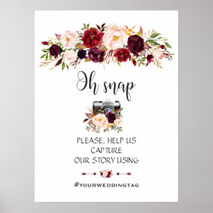 Burgundy Red Marsala Blommigt Oh Snap Instagram Si Poster