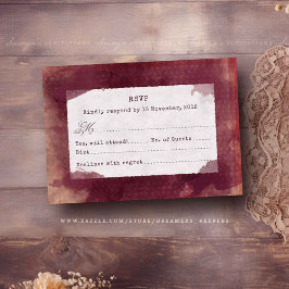 Burgundy Red Marsala Boho Rustic Vineyard Bröllop OSA Kort