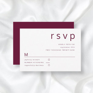 Burgundy Red Minimalist Typography Bröllop OSA Kort