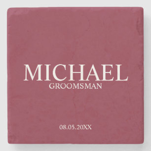 Burgundy Red Modern Personlig Groomsman Stenunderlägg