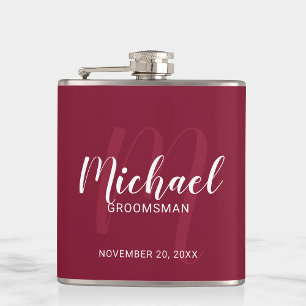 Burgundy Red Modern Script Personlig Marskalkars Fickplunta