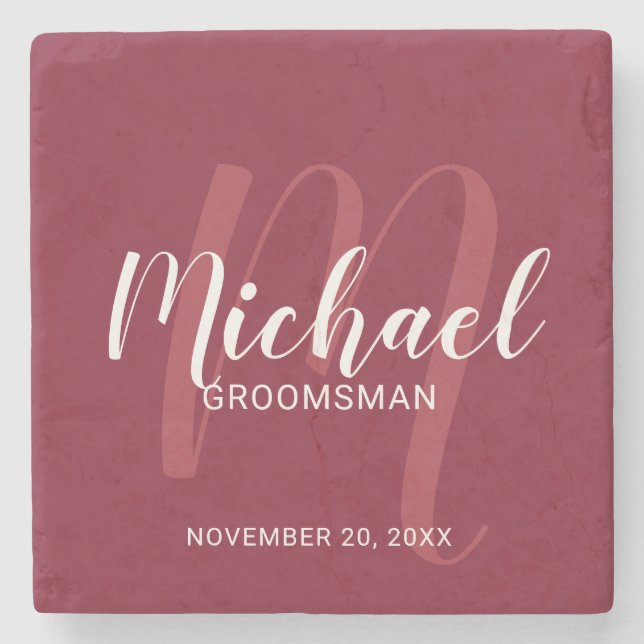 Burgundy Red Modern Script Personlig Marskalkars Stenunderlägg (Framsidan)