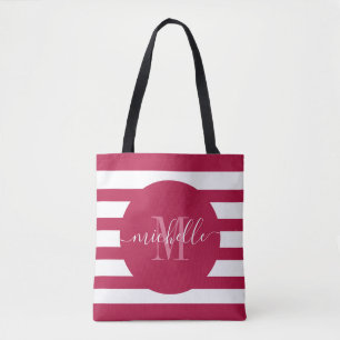 Burgundy Red Monogram Script Elegant Modern Rand Tygkasse
