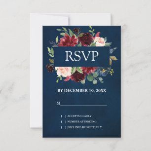 Burgundy Red Navy Blommigt Boho Bröllop OSA