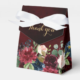 Burgundy Red Navy Blommigt Rustic Boho Bröllop Presentaskar