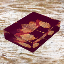 Burgundy Red och Guld Lövs Collage