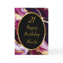 Burgundy Red och Guld Marble Agate Födelsedagsfest