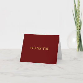 Burgundy Red och Guld minimalistiskt tackkort