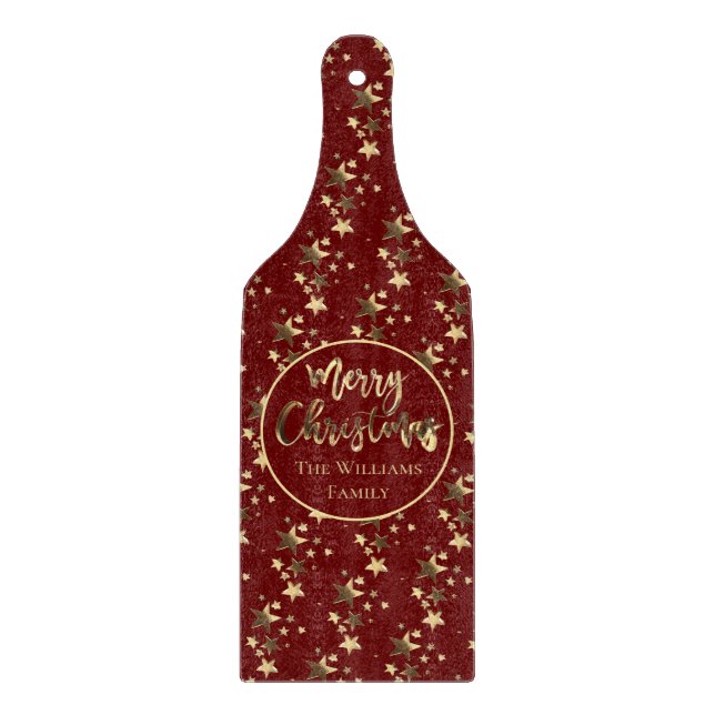 Burgundy Red och Guld Se Stars God jul (Framsidan)