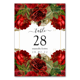 Burgundy Red och Guld Vintage Ro Quinceañera Bordsnummer