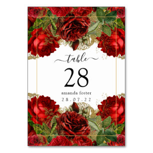 Burgundy Red och Guld Vintage Ro Quinceañera Bordsnummer