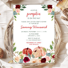 Burgundy Red och  Pumpkins Baby Shower Inbjudningar