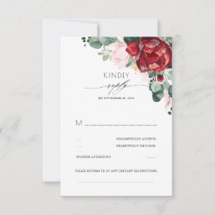 Burgundy Red och  Rosa Elegant OSA Kort