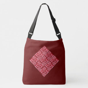 "BURGUNDY RED PATCHWORK QUILT SQUARE" AXELVÄSKA