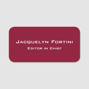 Burgundy Red Plain Elegant Modern minimalist Namnbricka