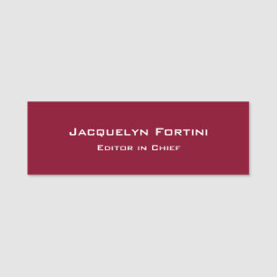 Burgundy Red Plain Elegant Modern minimalist Namnbricka