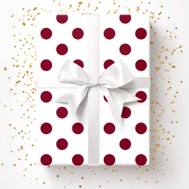 Burgundy Red Polka dots Mönster Presentpapper (Burgundy Red Polka Dots Pattern Wrapping Paper)