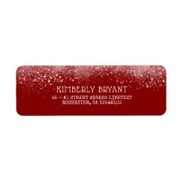 Burgundy Red ro Guld Glitter Returadress Etikett