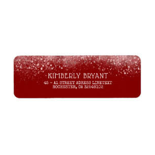 Burgundy Red ro Guld Glitter Returadress Etikett