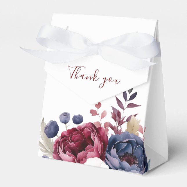 Burgundy Red  rosa blommigt vattenfärgen bröllop Presentaskar (Framsidan Sidan)