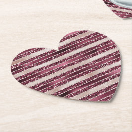 Burgundy Red Rosa ros Guld Glitter Rand Underlägg Papper