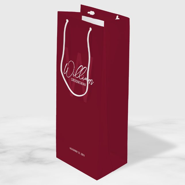 Burgundy Red Script Personlig Groomsmans Namn (Skapare uppladdad)