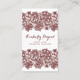 Burgundy Red Snöre Elegant och Snyggt White Visitkort