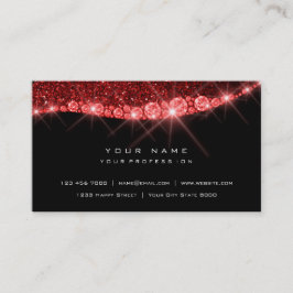 Burgundy Red Sparkly Diamond Glitter Glam Black Visitkort