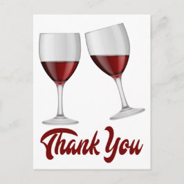 Burgundy Red Tack Vin / champagneglas Vykort