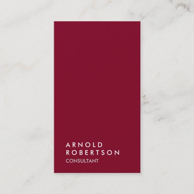 Burgundy Red Trendig Modern Minimalist Simple Visitkort (Framsida)