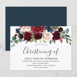 Burgundy Red Vin Modern Christening-inbjudan Inbjudningar