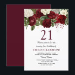 Burgundy Red Vit ros 21:a födelsedagen Party Inbju Inbjudningar<br><div class="desc">Burgundy Red Vit ros 21:a födelsedagen Party Inbjudan Se matchande samling i butik</div>