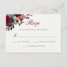 Burgundy Red Watercolor Blommigt Bröllop OSA
