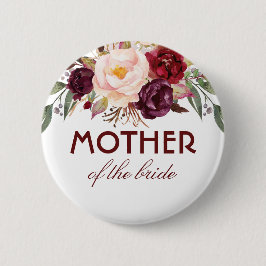 Burgundy Red Watercolor Flowers Elegant bröllop Knapp