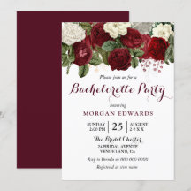 Burgundy Red White Blommigt Bachelorette Party