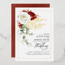 Burgundy Red & White Blommigt Boho Elegant bröllop