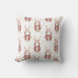 Burgundy Red White Bunnies Rand Kudde