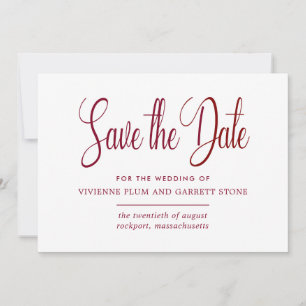 Burgundy Red & White Calligraphy Save Date Spara Datumet