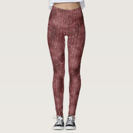 Burgundy Red White Dot Stripes Leggings