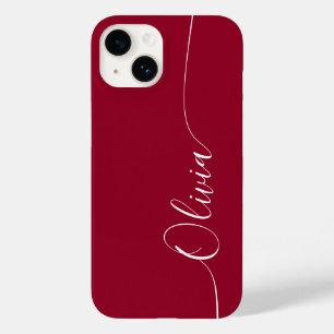 Burgundy Red White Elegant Calligraphy-skript Namn