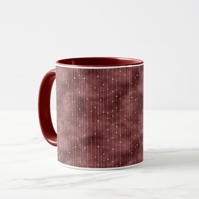 Burgundy Red White Stripes Valentine's Day Mugg (Framsida vänster)
