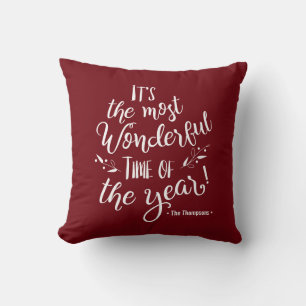Burgundy Red Wonderful Time of the Year JULAFTON Kudde