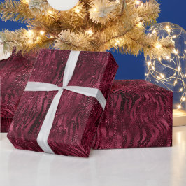 Burgundy Red Zebra tryck Presentpapper
