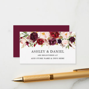 Burgundy-register för Blommigt av vattenfärg för e Tilläggskort