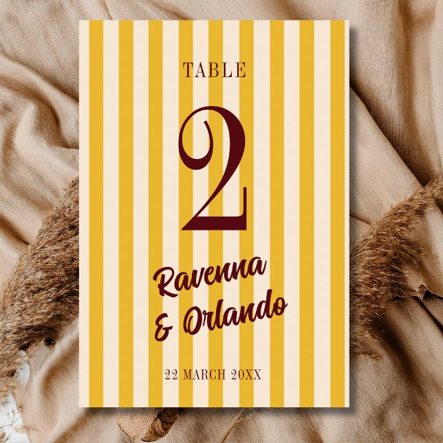 Burgundy Retro Dämpad Persika Rand Bröllop Bordsnummer (Skapare uppladdad)